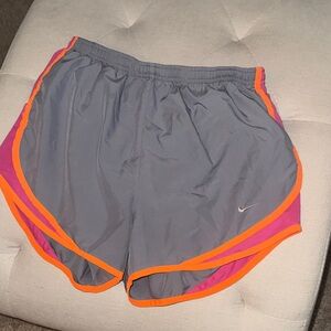 Nike Women's Athletic Shorts in Gray with Orange Trim